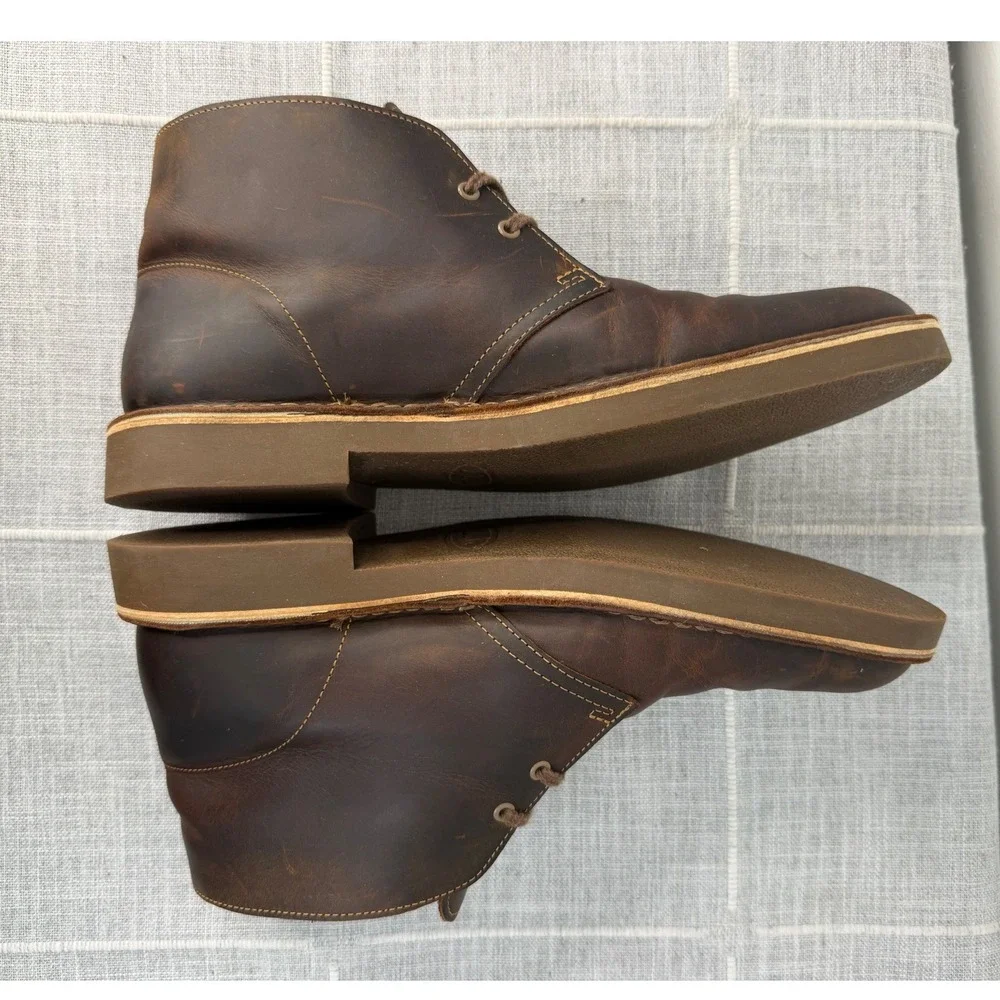 Clarks Mens 10.5 Shepton Chukka Boot Brown Leather Ankle Boot